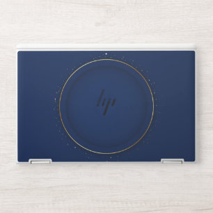 Trendy script blue gold round marble HP Laptop Skin