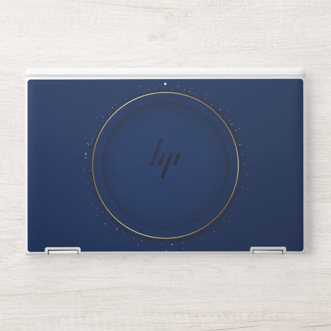  Trendy script  blue gold round marble HP Laptop Skin (Front)