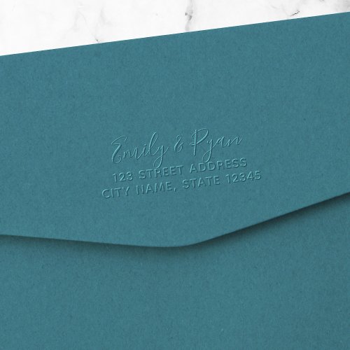 Trendy Script Couple Name Return Address Embosser