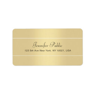 Trendy Script Elegant Modern Gold White Template Label
