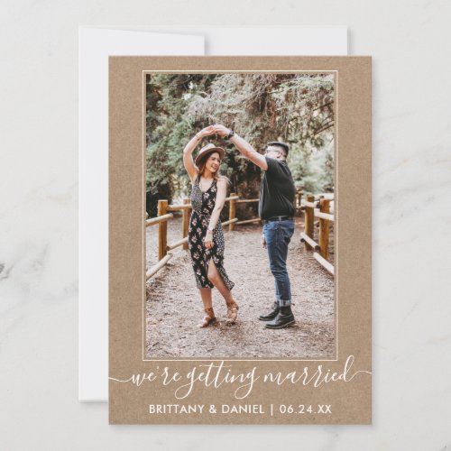 Trendy Script Getting Married Kraft Save The Date