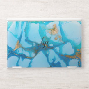 Trendy script gold glitter marble HP laptop skin