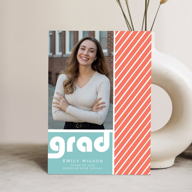 Trendy Script Grad Photo Graduation Announcement Postcard (Creator Uploaded)