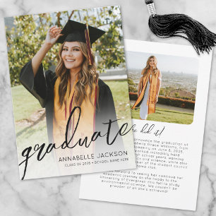 Trendy Script Graduate Photo Graduation Announcement