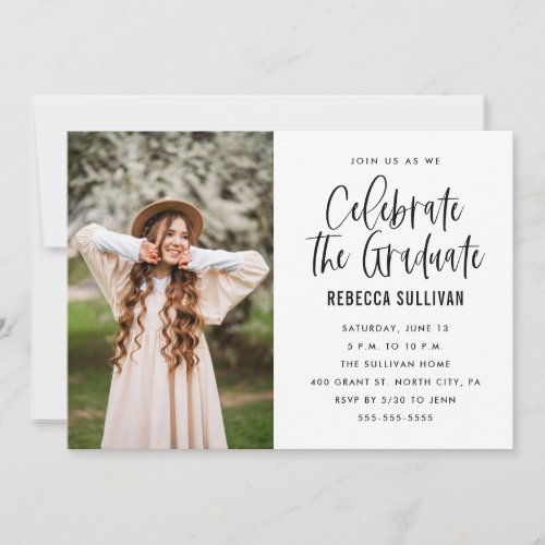 Trendy Script Graduation Party Photo Invitation