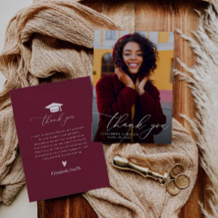 trendy script graduation thank you photo card