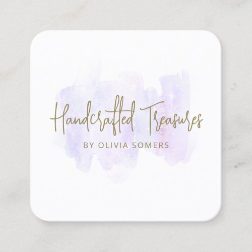 Trendy Script Lavender Watercolor  Square Business Card