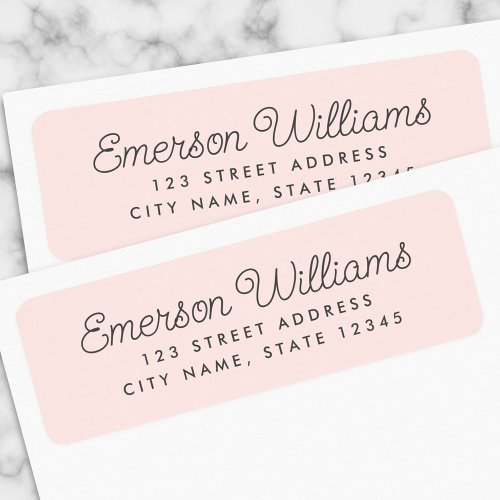 Trendy script light blush pink return address label