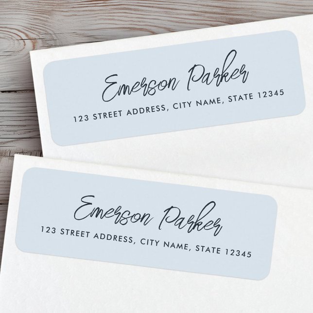 Trendy script light dusty blue return address label (Trendy script light dusty blue return address label)