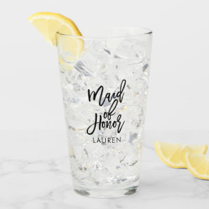 Trendy Script "Maid of Honor" Personalized Glass