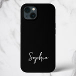 Trendy Script Modern Custom Signature Name Black  iPhone 13 Case<br><div class="desc">Fresh and stylish,  this trendy signature script design features your custom name in stylish minimalist black and white. Personalize with your custom background color by using the editing tool at the bottom of the personalization tab and make this your own unique,  perfect accessory!</div>