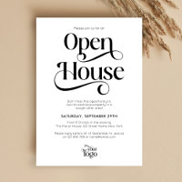 Trendy Script Modern Logo Business Open House