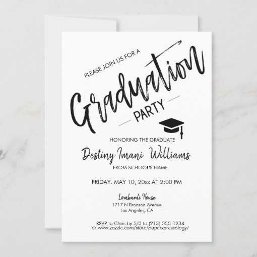 Trendy Script Modern Minimalist Graduation Photo Invitation | Zazzle