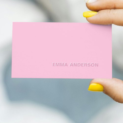 Trendy Script Modern Pink Minimalist Bold Business Card