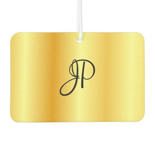 Trendy Script Monogram Faux Gold Template Elegant Air Freshener