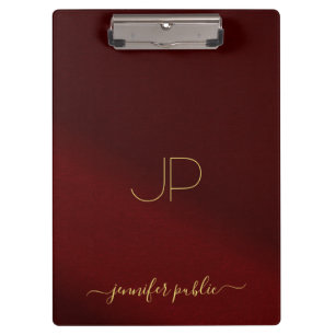 Trendy Script Name Monogram Elegant Gold Text Clipboard