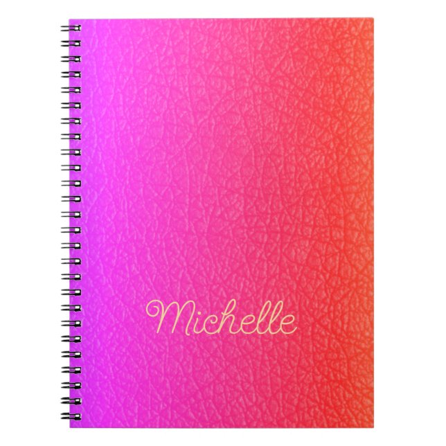 Trendy script name personalized hot pink notebook (Front)