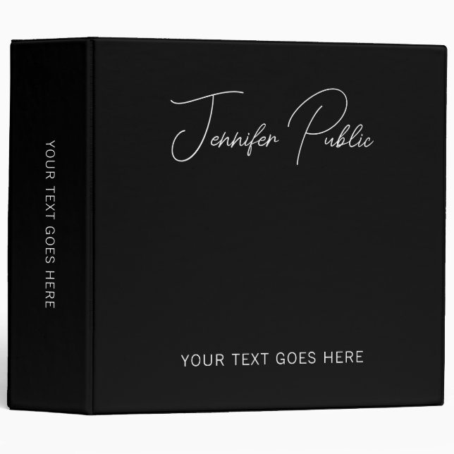 Trendy Script Name Text Logo Here Elegant 3 Ring Binder (Front/Spine)