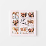 Trendy Script on Blush | Multi Photo Best Friends Faux Canvas Print<br><div class="desc">This trendy design features eight of your favorite photos of you and your bestie! The words "best friends" appear in black modern script,  and there is room to add the name of you and your best friend on a pretty blush pink background.</div>