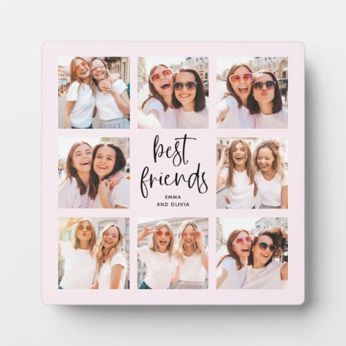 Trendy Script on Blush  Multi Photo Best Friends Plaque