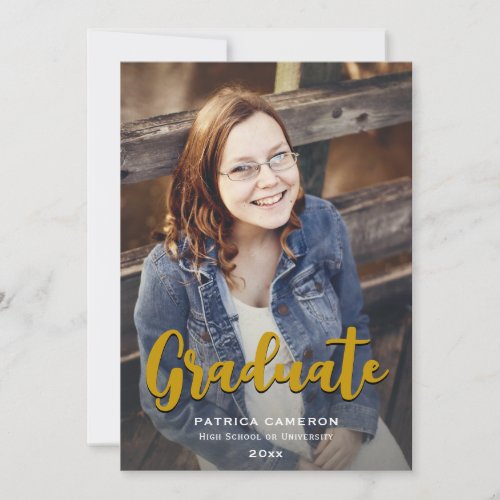 Trendy Script Overlay  Two Photo Graduation Annou Announcement