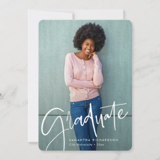 Trendy Script Overlay | Two Photo Graduation Announcement