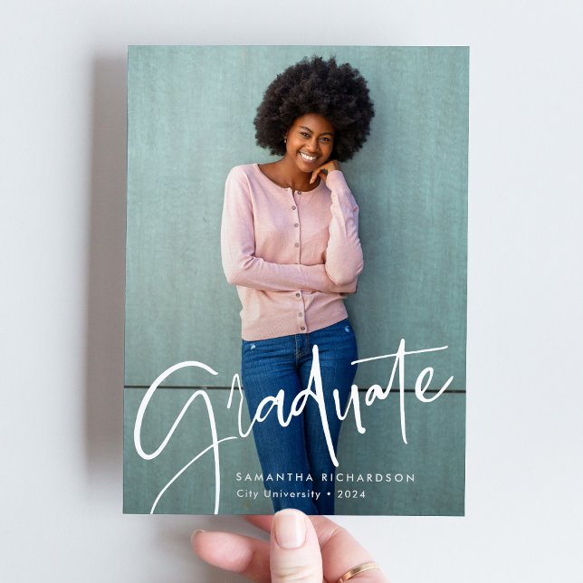 Trendy Script Overlay | Two Photo Graduation Announcement (Creator Uploaded)