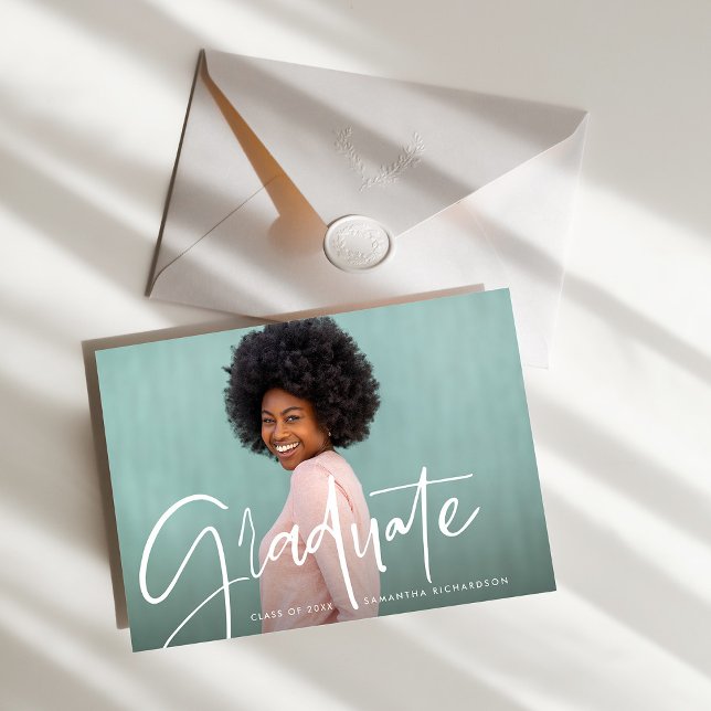 Trendy Script Overlay | Two Photo Graduation Announcement (Creator Uploaded)