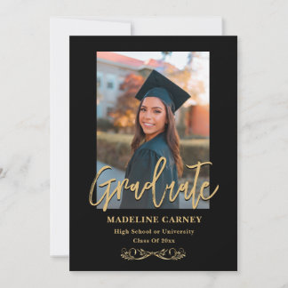 Trendy Script Overlay | Two Photo Graduation  Announcement