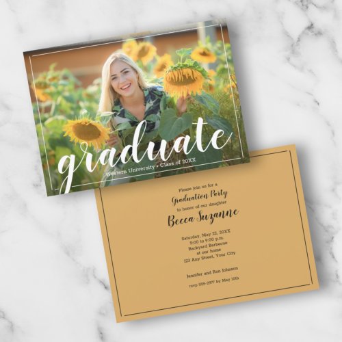 Trendy Script Photo Graduation Party Invitations