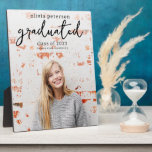Trendy Script Photo Graduation Plaque<br><div class="desc">A modern graduation design to help celebrate your child's achievements.</div>