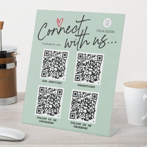 Trendy Script QR code connect with us modern sign