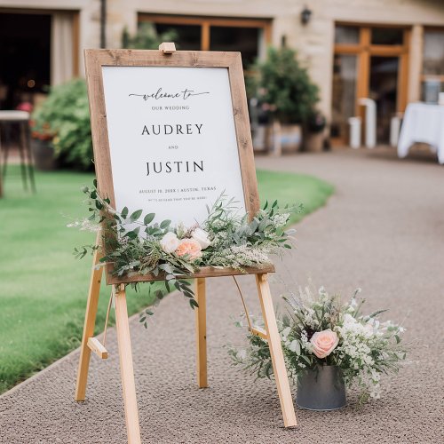 Trendy Script Simple Wedding Welcome Paper Sign