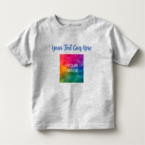 Trendy Script Text Name Upload Your Own Image Grey Toddler T_shirt