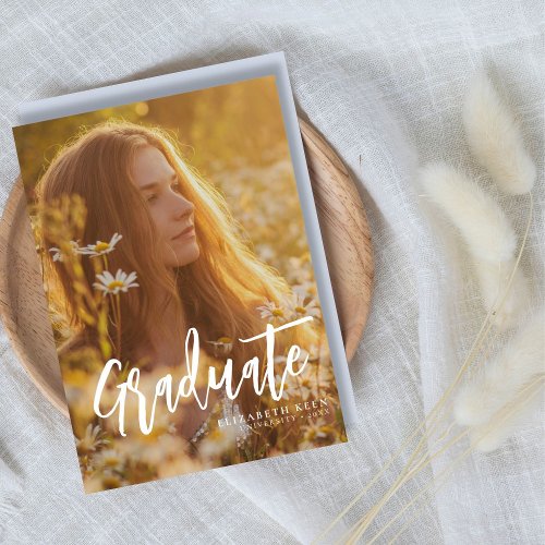 Trendy Script  Two Photo Graduation Announcement