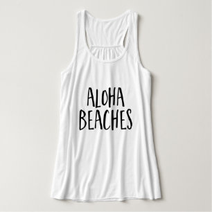 Trendy Script Typography "Aloha Beaches" Tank Top