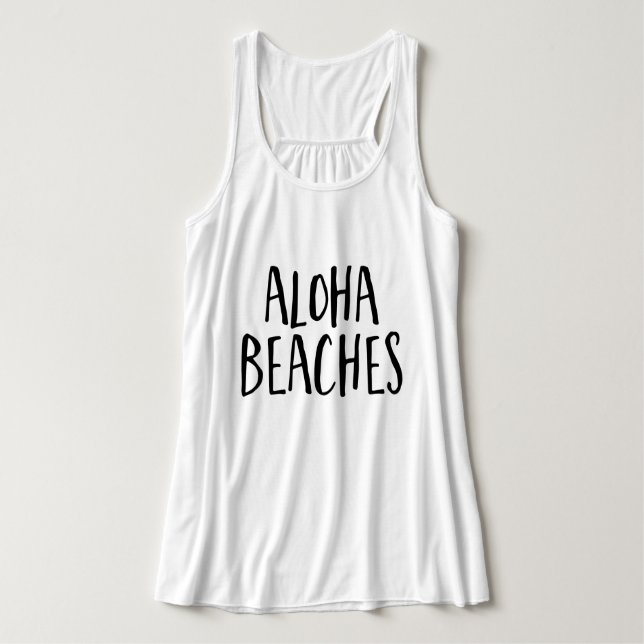 Trendy Script Typography "Aloha Beaches" Tank Top (Design Front)