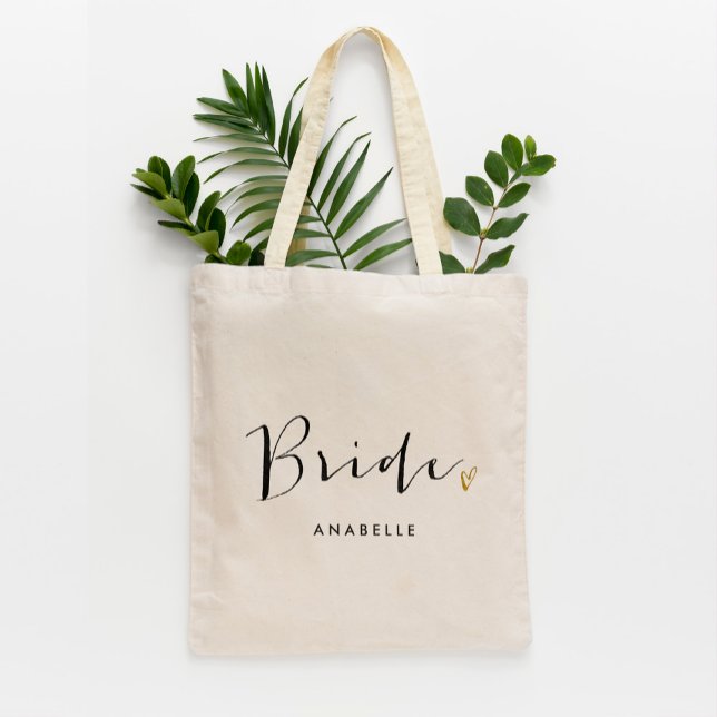 Trendy Script Typography "Bride" Tote Bag (Creator Uploaded)