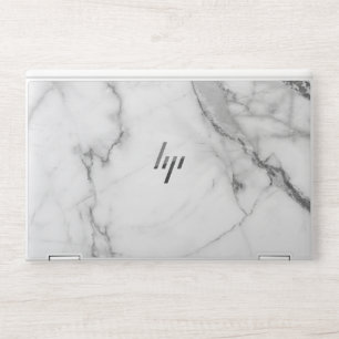 Trendy script white and black glitter marble HP Laptop Skin