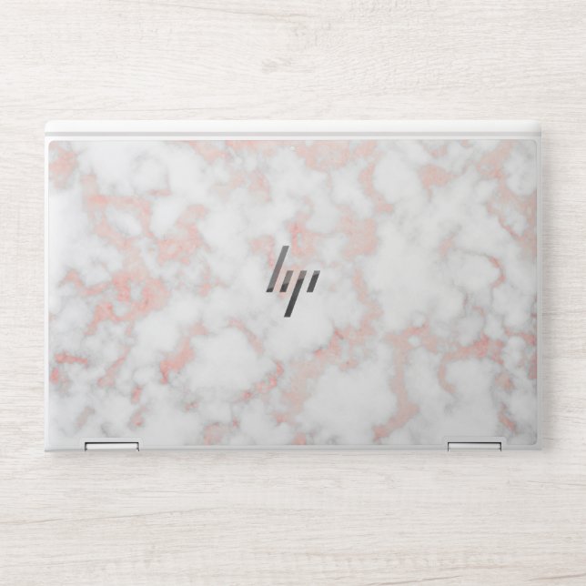  Trendy script white and pink marble HP Laptop Skin (Front)