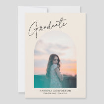 Trendy Script with Arch Two Photo Graduation  Announcement