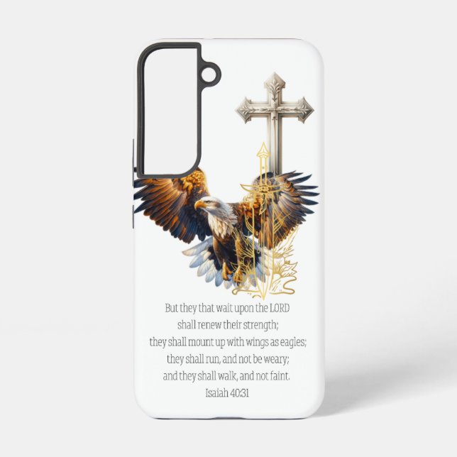 Trendy Scripture Eagle Gold Sword Beige Cross Samsung Galaxy Case (Back)