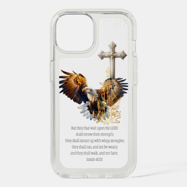 Trendy Scripture Eagle Gold Sword Beige Cross Speck iPhone Case (Front)