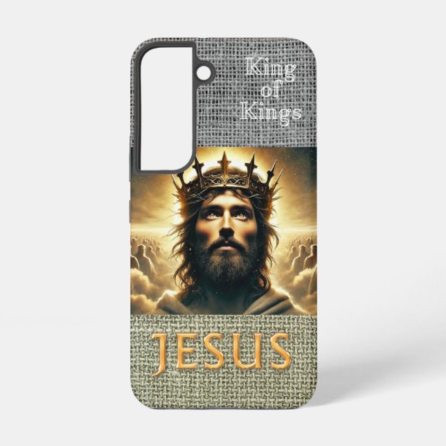 Trendy Scripture Hessian Jesus Gold King Samsung Galaxy Case (Back)