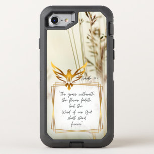 Trendy Scripture Nature Grass Gold Dove OtterBox Defender iPhone SE/8/7 Case