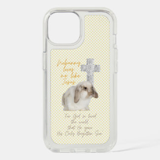 Trendy Scripture Yellow Dot Bunny Floral Cross iPhone 15 Case