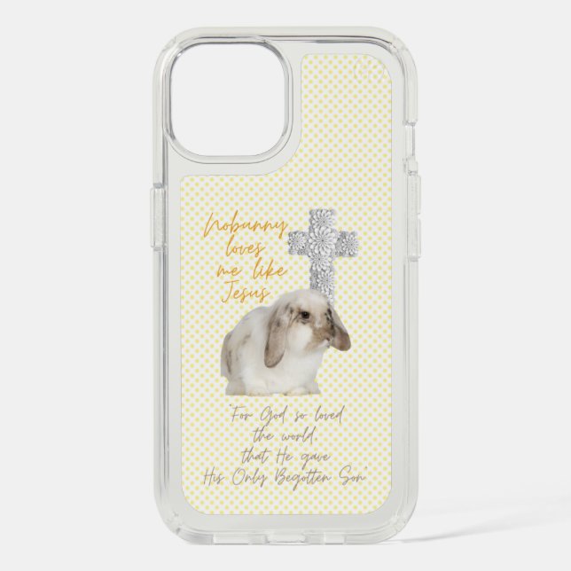 Trendy Scripture Yellow Dot Bunny Floral Cross Speck iPhone Case (Front)