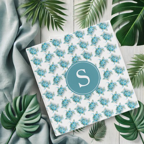 Trendy Sea Turtle Turquoise 3 Ring Binder