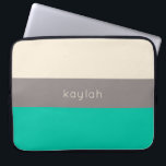 Trendy Seafoam Green Color Block Pattern with Name Laptop Sleeve<br><div class="desc">This trendy color block pattern has a tri-color combination of rich seafoam green, deep taupe and sandy beige. A text template is included for personalizing this case with your name, monogram initials or other desired text. Available in other color combinations and for a large variety of phone models. Get this...</div>