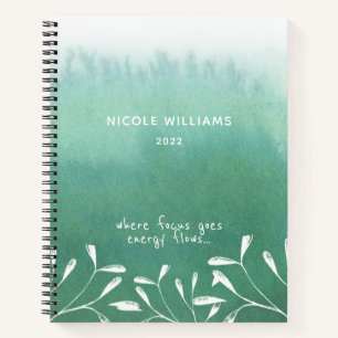 Trendy Seafoam Green Ombre Watercolor Journal